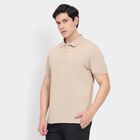 Men's Collared Half Sleeves T-Shirt, Beige, small image number null