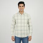 Men's Cream Cotton Casual Shirt, ऑफ व्हाइट, small