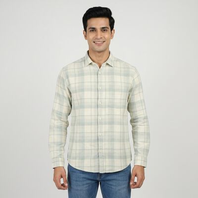 Men's Cream Cotton Casual Shirt