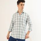Men's Muted Sage Green Classic Casual Shirt, ओलिव, small