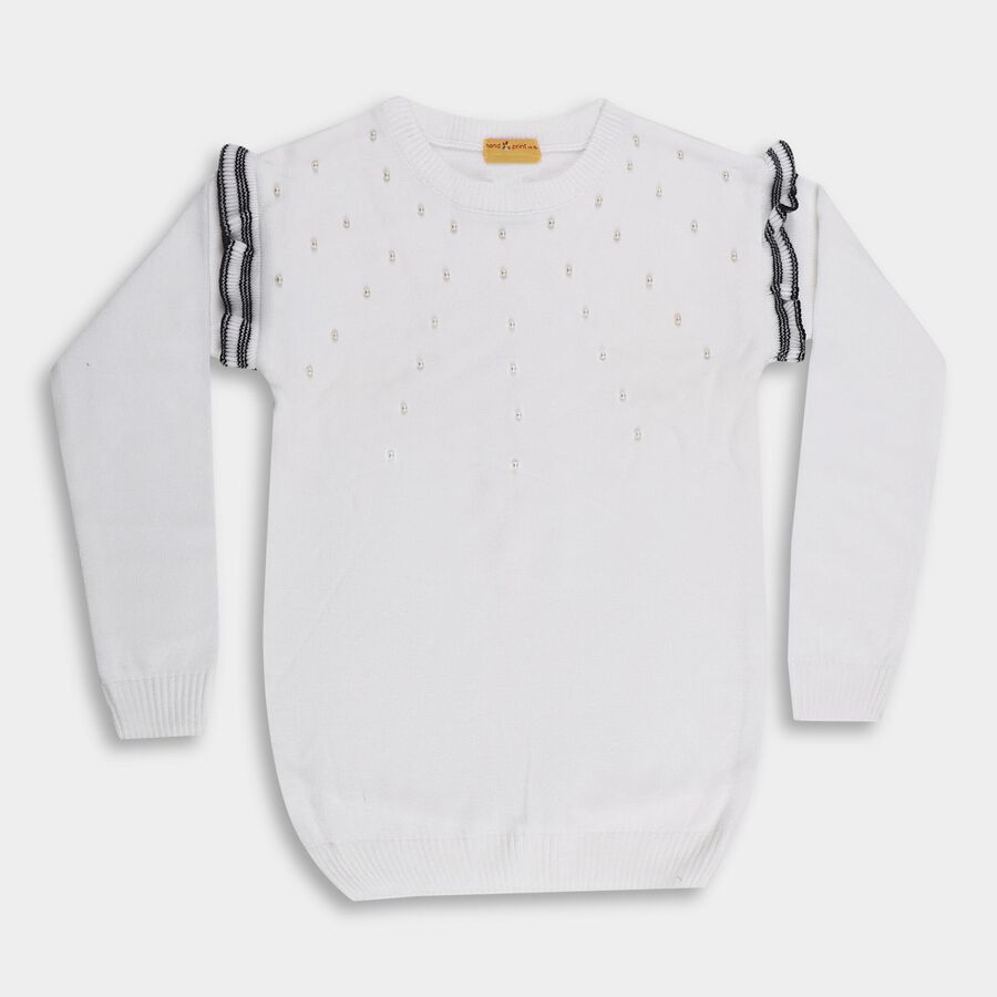 Girls' Pullover, सफ़ेद, large image number null
