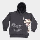 Boys Charcoal Black Hooded Neck Graphic Sweatshirt, चारकोल, small image number null