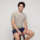 Men's Olive Green Crew Neck Striped Regular T-Shirt, Olive, small