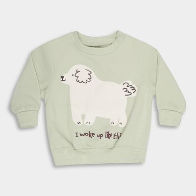 Infants Light Sage Green Crew Neck Graphic Sweatshirt