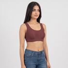 Women's Wine Scoop Neck Sports Bra, Wine, small
