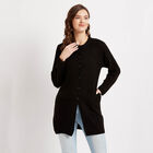 Round Neck Long length Cardigan, Black, small image number null