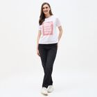 Women's White Round Neck Casual T-Shirt, सफ़ेद, small