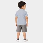 Boys Light Blue Polo Neck Printed Baba Suit, मध्यम नीला, small