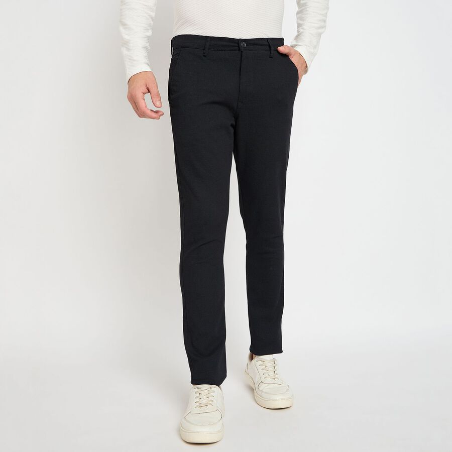 Men's Slim Fit Casual Trousers, Black, large image number null