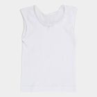 Girls' White Cotton Round Neck Classic Vest, सफ़ेद, small