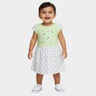 Infants' Light Green and White Floral Printed Cotton Casual Frock, Light Green, small image number null
