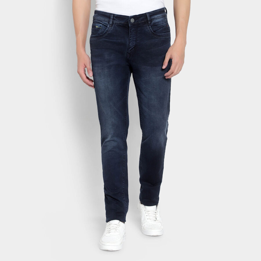 Overdyed 5 Pocket Slim Jeans, गहरा नीला, large image number null