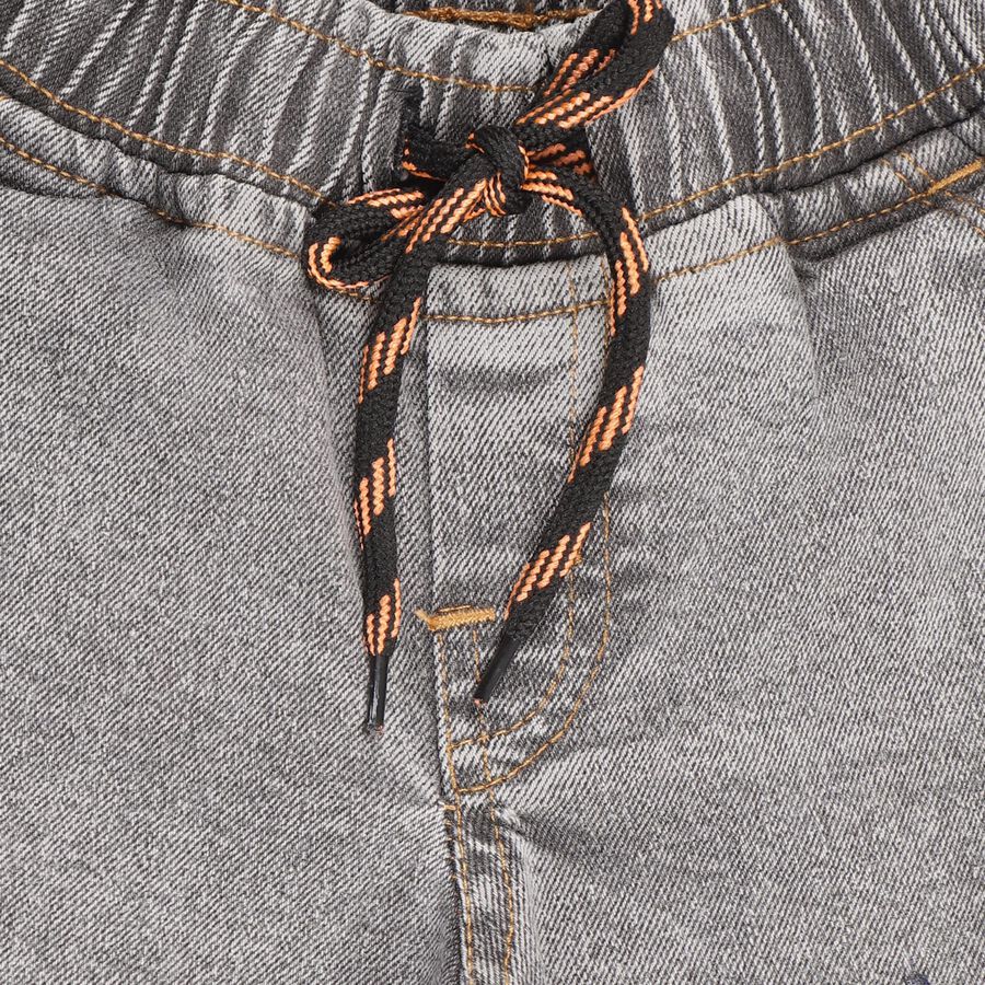 Boys Stonewashed Grey Regular Fit Cargo Jeans, हल्का ग्रे, large image number null