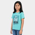 Girls Aqua Round Neck Regular T-Shirt, एक्वा, small