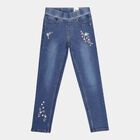 Girls Embellished Jeans, Mid Blue, small image number null