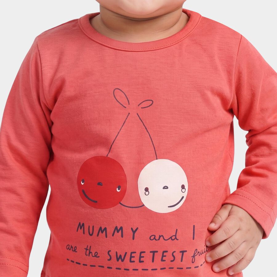 Infants Pink and Cream Cotton Round Neck Hipster Set, गुलाबी, large