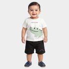Infants' Beige 100% Cotton Collar Graphic Print Baba Suit, Beige, small