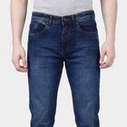 Men's Blue Slim Fit Faded Jeans, Dark Blue, small