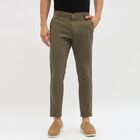 Men's Muted Olive Green Slim Fit Cross Pocket Casual Trousers, ओलिव, small image number null