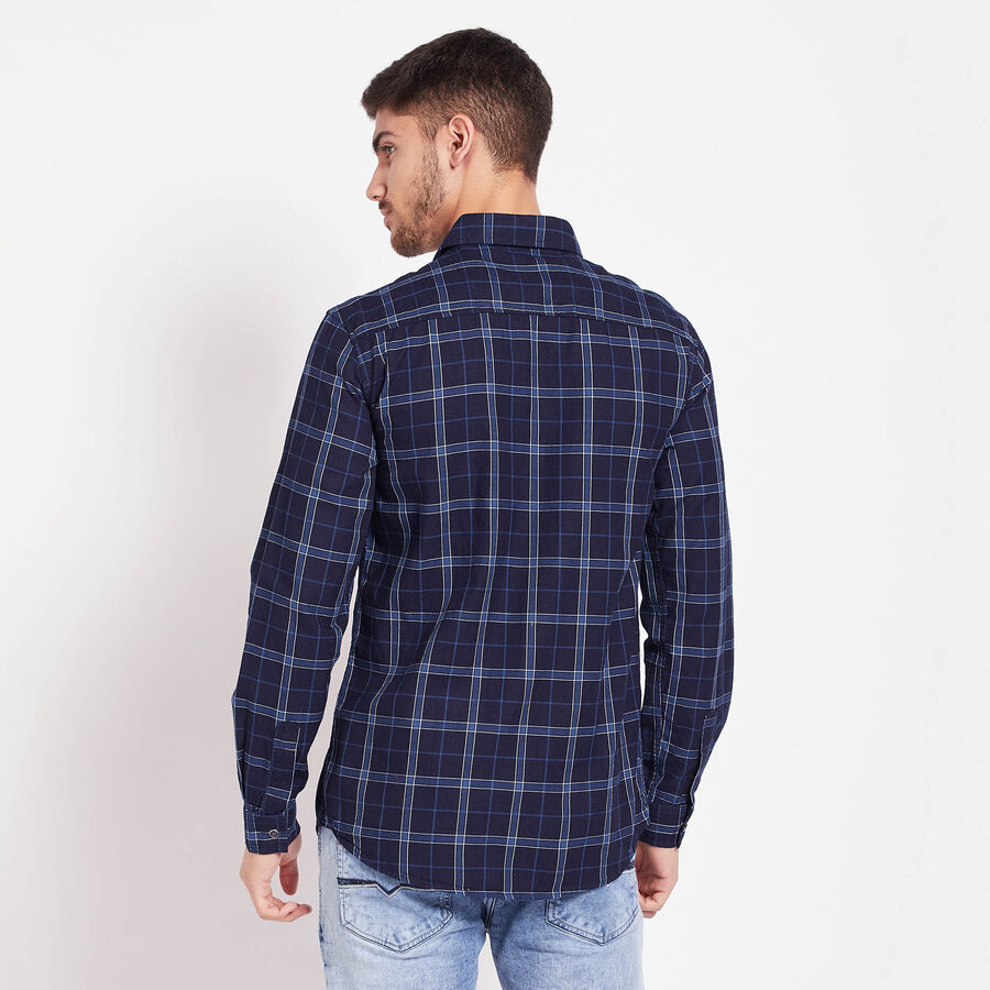 Cotton Checks Casual Shirt, Dark Blue, large image number null