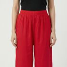 Women's Pink Relaxed Fit Solid Palazzos, रानी (फ्यूशिया), small