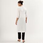 Women's White Mandarin Collar Embroidered Kurta, White, small image number null