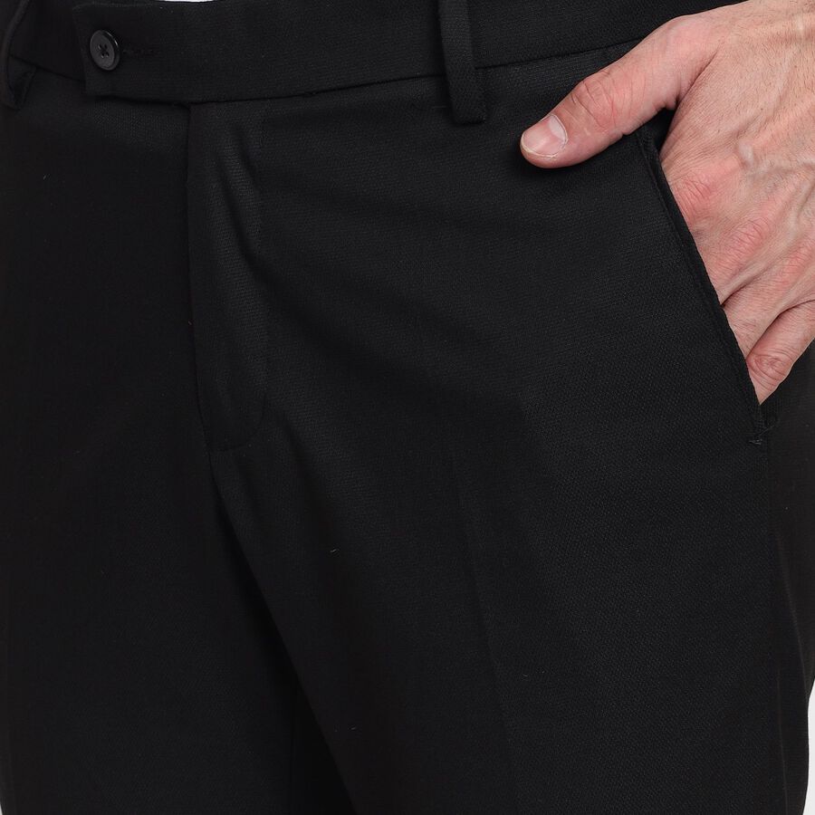 Men's Slim Fit Formal Trousers, Black, large image number null
