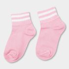 Girls' Light Pink Regular Fit Ribbed Ankle-Length Socks Pack of 1, गुलाबी, small