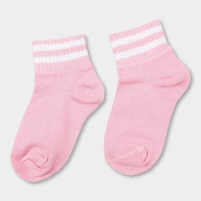 Girls' Light Pink Regular Fit Ribbed Ankle-Length Socks Pack of 1