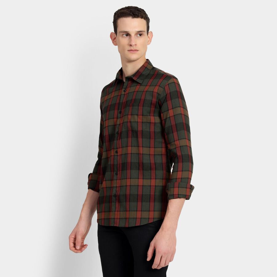 Men's Casual Shirt, गहरा हरा, large image number null