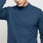 Men's Blue Mock Neck Pullover, Teal Blue, small