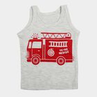 Infants Grey Cotton Blend Round Neck Casual Vest, Melange Light Grey, small