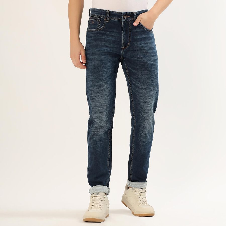Men's Deep Indigo Slim Fit Jeans, गहरा नीला, large