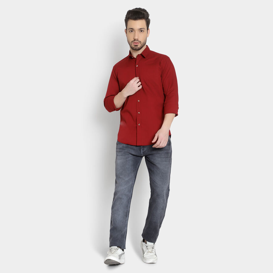 Cotton Solid Casual Shirt, Maroon, large image number null