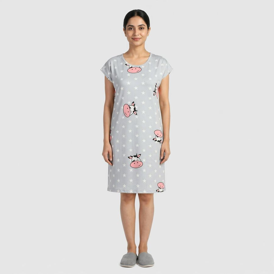 Women's Light Blue Minimalist Nighty, हल्का नीला, large