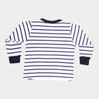 Infants Cotton Stripes T-Shirt, Navy Blue, small image number null