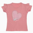 Girls Light Pink Cotton Round Neck Casual T-Shirt, हल्का गुलाबी, small image number null