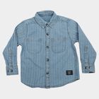 Boys' Light Blue Cotton Spread Collar Casual Shirt, मध्यम नीला, small