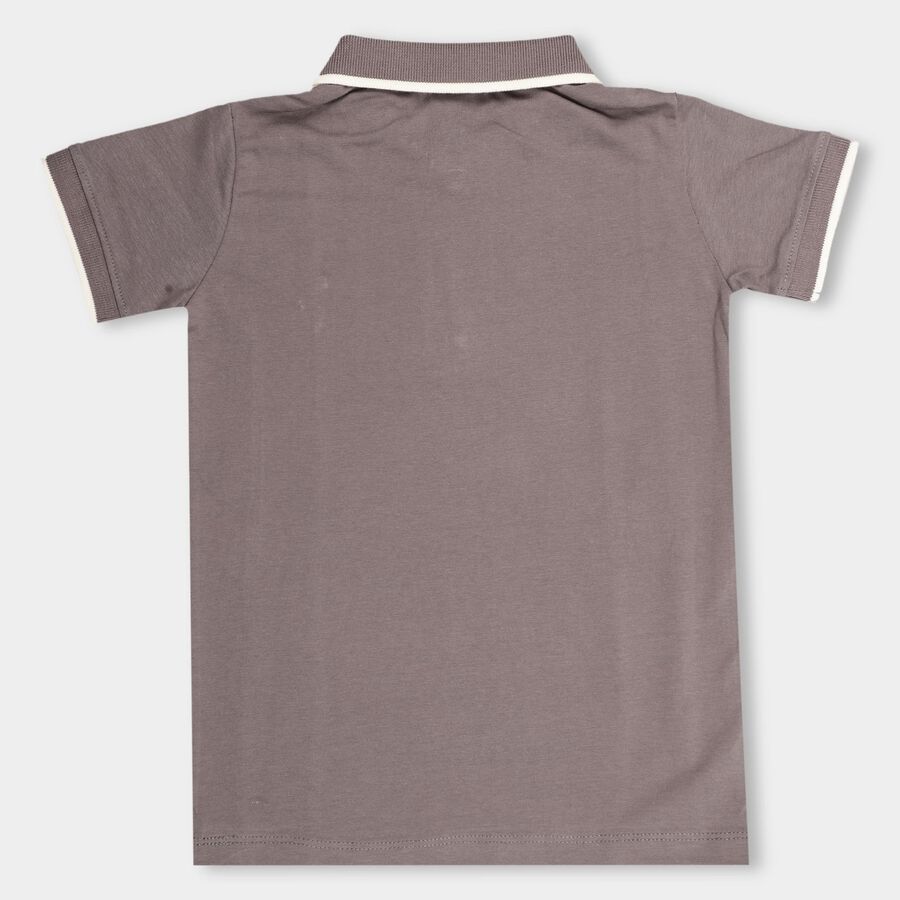 Boys Light Lavender Cotton Polo Neck Casual T-Shirt, Lilac, large