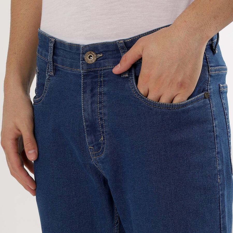 Men's Deep Steel Blue Slim Fit Jeans, Mid Blue, large image number null