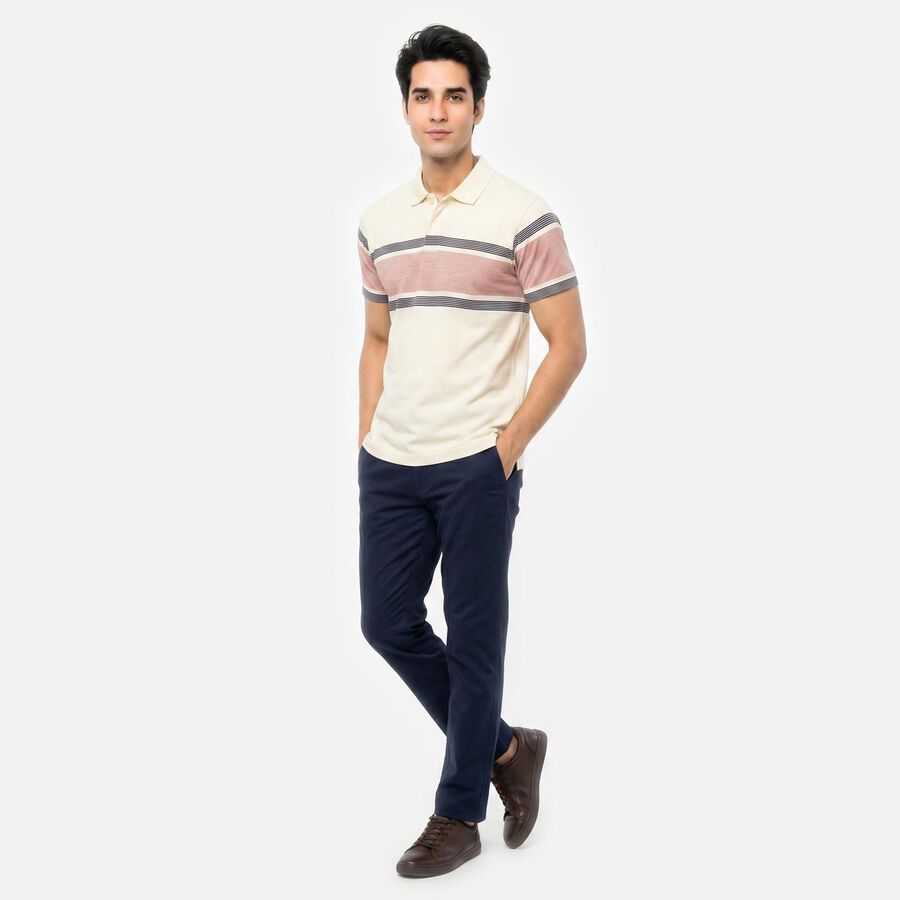 Men White Cotton Polo Neck Polo T-Shirt, ऑफ व्हाइट, large