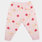 Infants Pink Jogger Fit Strawberry Printed Pyjama, हल्का गुलाबी, small