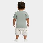 Infants' Mint Cotton Round Neck Animal Graphic Baba Suit, Light Green, small