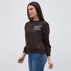 Women's Dark Chocolate Brown Crew Neck Casual Sweatshirt, भूरा, small image number null