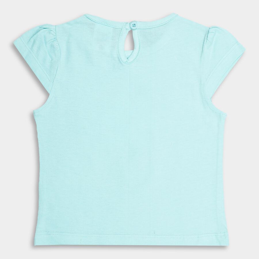 Infant Light Aqua and White Cotton Round Neck T-Shirt, Aqua, large image number null