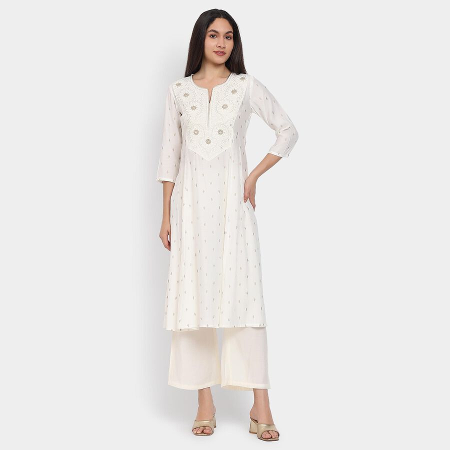 Ladies' Kurta Pyjama Set with Dupatta, ऑफ व्हाइट, large image number null