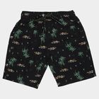 Boys' Black Cotton Regular Fit Bermuda Shorts, काला, small