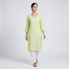 Women's Mint Green Round Neck Printed Straight Kurta, Light Green, small