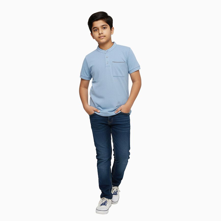 Boys' Half Sleeves T-Shirt, Light Blue, large image number null