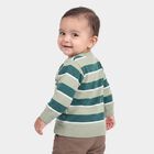 Infants' Olive Green Crew Neck Striped Pullover, ओलिव, small